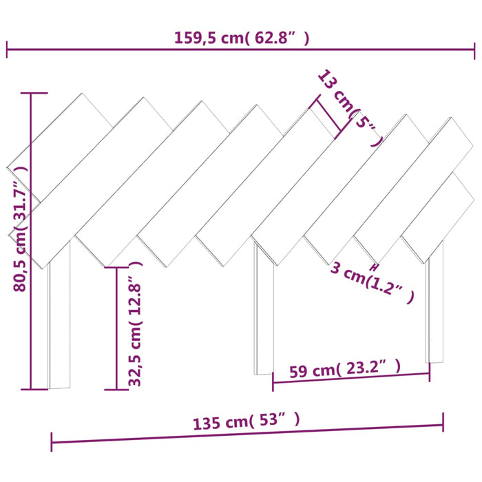 Testiera Letto Miele 159,5x3x80,5 cm in Legno Massello di Pino cod mxl 51095