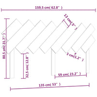 Testiera per Letto Nera 159,5x3x80,5 cm Legno Massello di Pino cod 12386