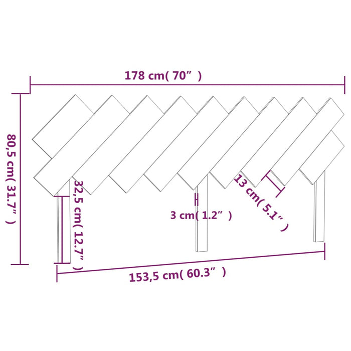 Testiera per Letto 178x3x80,5 cm in Legno Massello di Pino cod mxl 47891