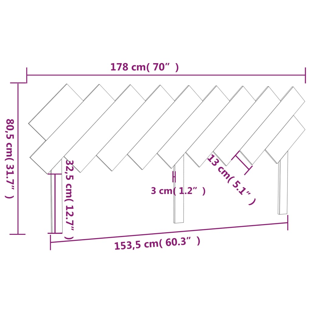 Testiera per Letto Miele 178x3x80,5cm in Legno Massello di Pino cod mxl 46161