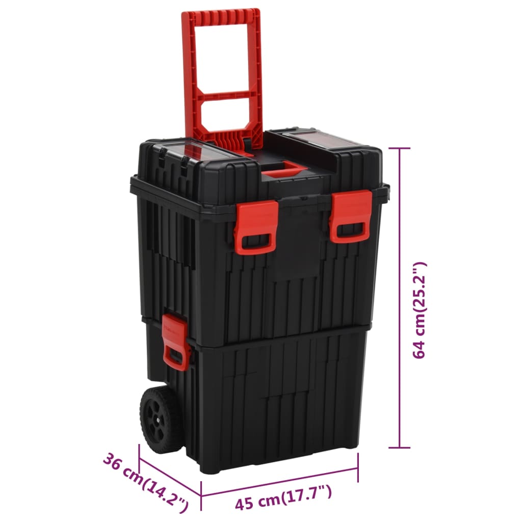 Trolley Porta Attrezzi Nero e Rosso in Polipropilene 152097