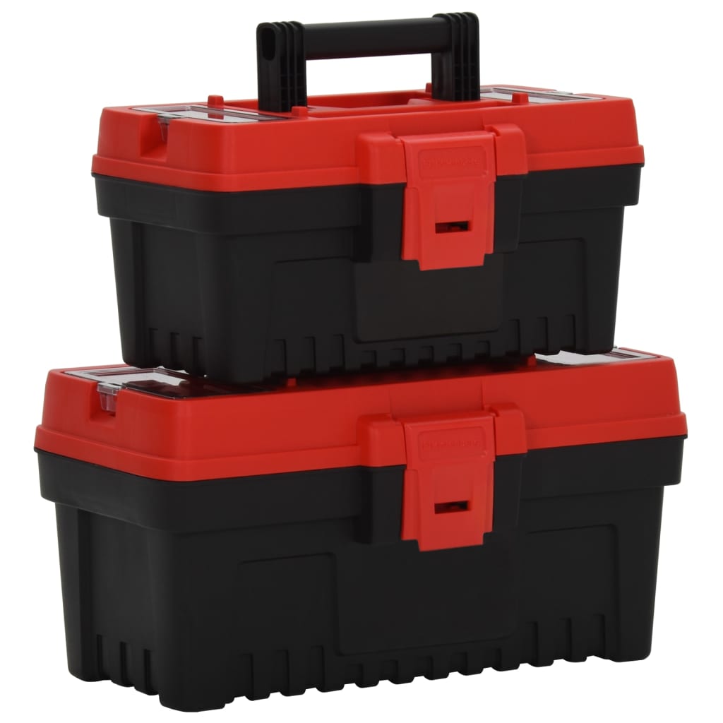 Set Cassette degli Attrezzi 2 pz Nero e Rosso in Polipropilene cod mxl 17598