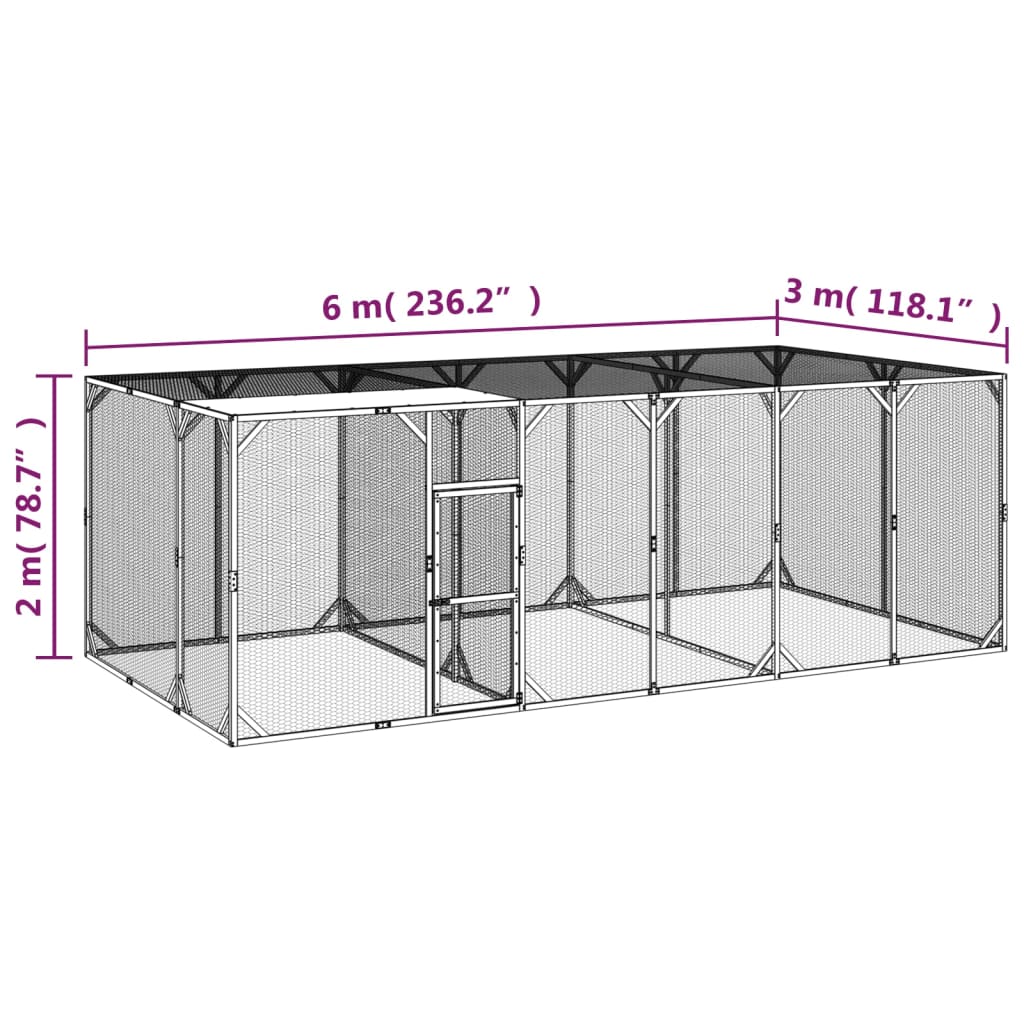 Pollaio 600x300x200 cm Legno Massello di Pino Impregnato cod mxl 48221