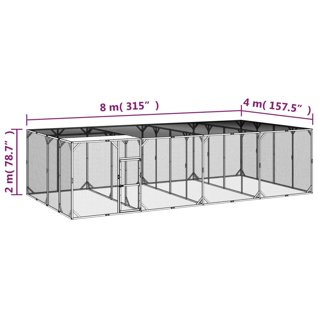 Pollaio 800x400x200 cm Legno Massello di Pino Impregnato 3102987