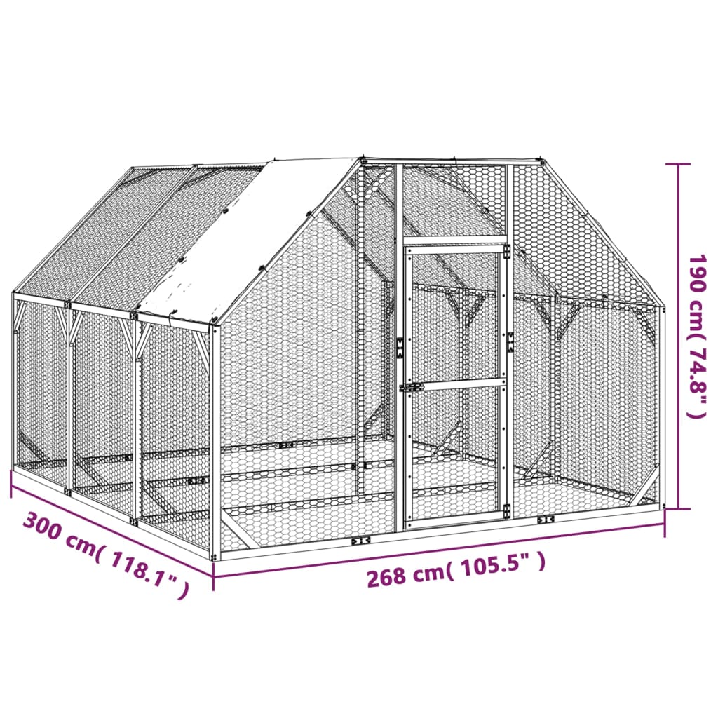 Pollaio 268x300x190 cm Legno Massello di Pino Impregnato cod mxl 51844