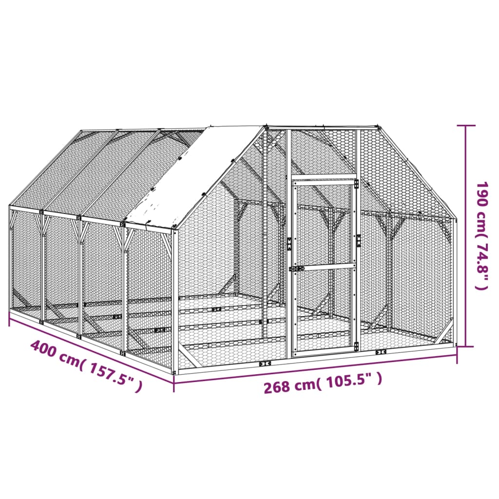 Pollaio 268x400x190 cm Legno Massello di Pino Impregnato 3102990