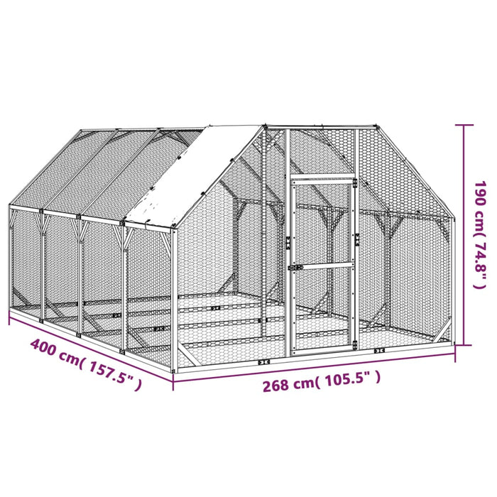 Pollaio 268x400x190 cm Legno Massello di Pino Impregnato 3102990