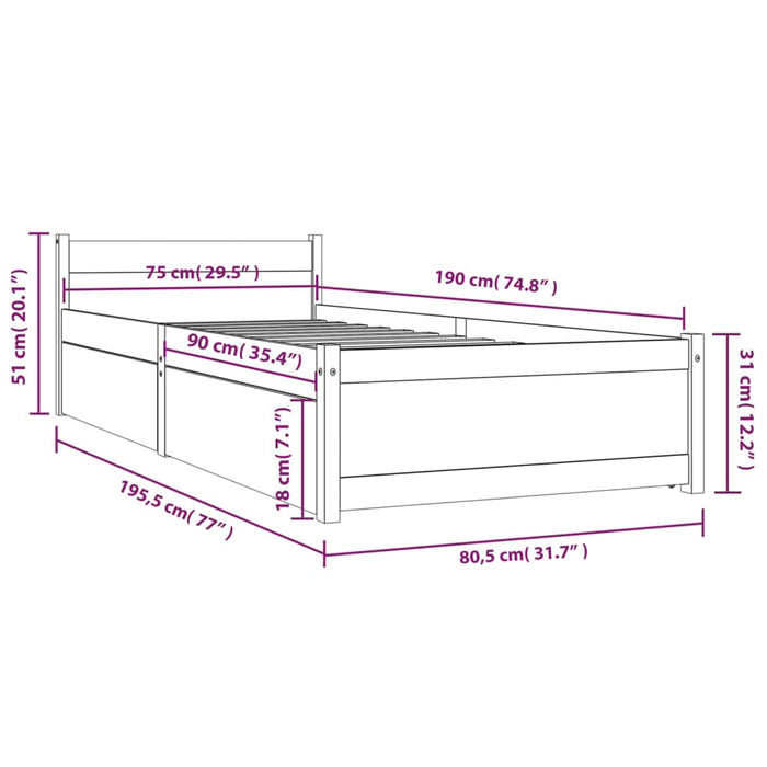 Giroletto con Cassetti 75x190 cm Small Single 3103473