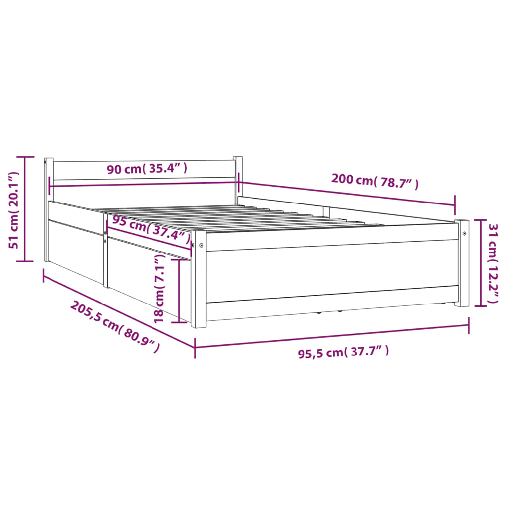 Giroletto con Cassetti Miele 90x200 cm cod mxl 61907