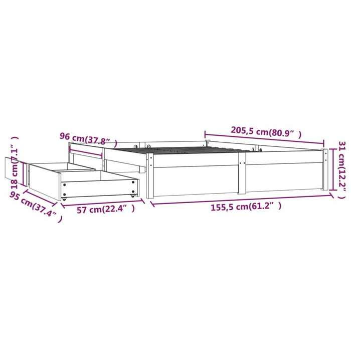 Giroletto con Cassetti 150x200 cm 5FT King Size cod mxl 60903