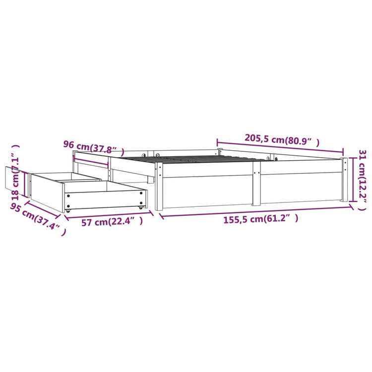 Giroletto con Cassetti Bianco 150x200 cm 5FT King Size cod mxl 59216