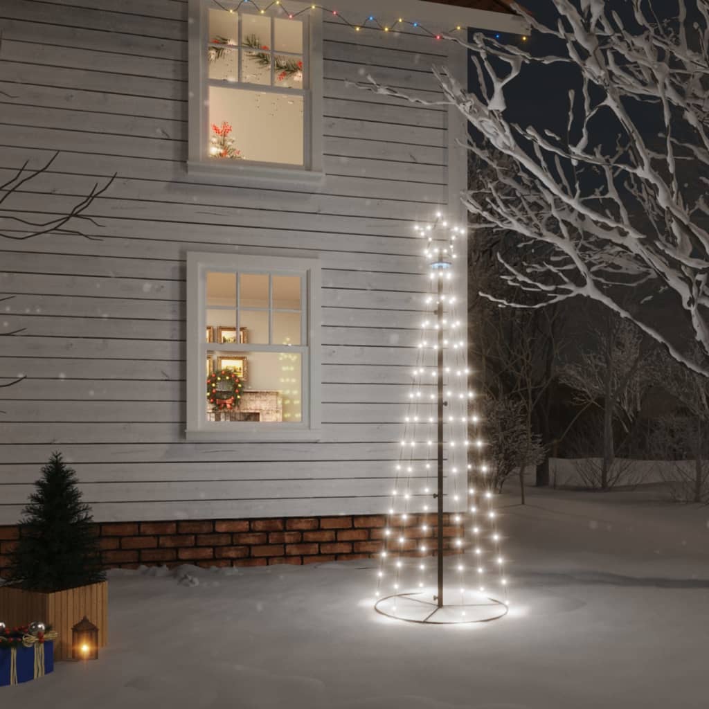 Albero di Natale a Cono Bianco Freddo 108 LED 70x180 cm