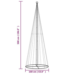 Albero di Natale a Cono Colorato 732 LED 160x500 cm