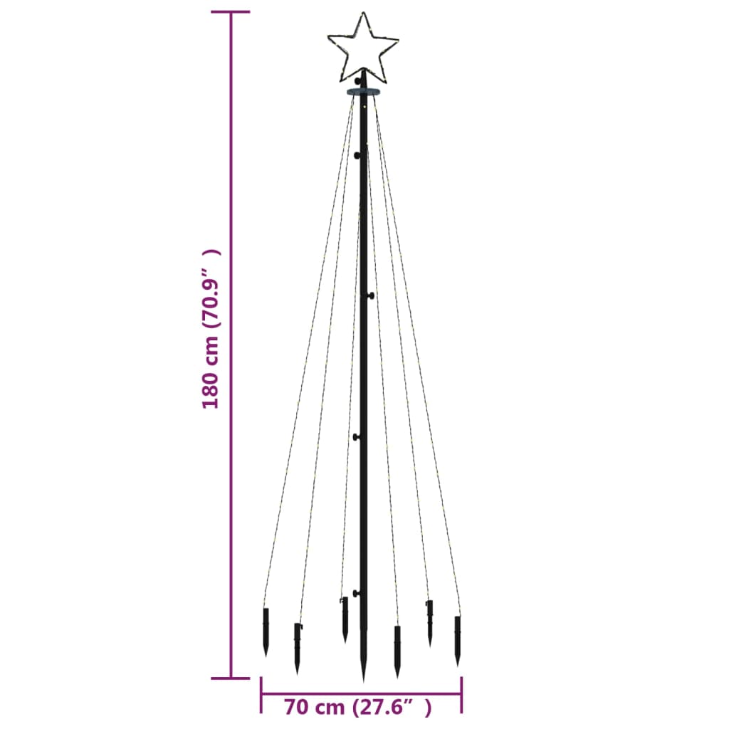 Albero di Natale con Puntale Bianco Caldo 108 LED 180 cm