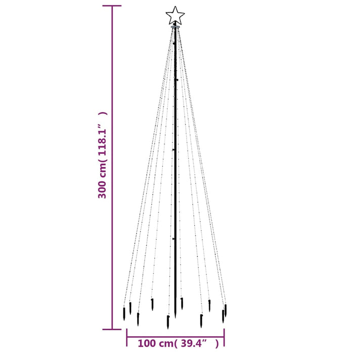 Albero di Natale con Puntale Colorato 310 LED 300 cm 343556