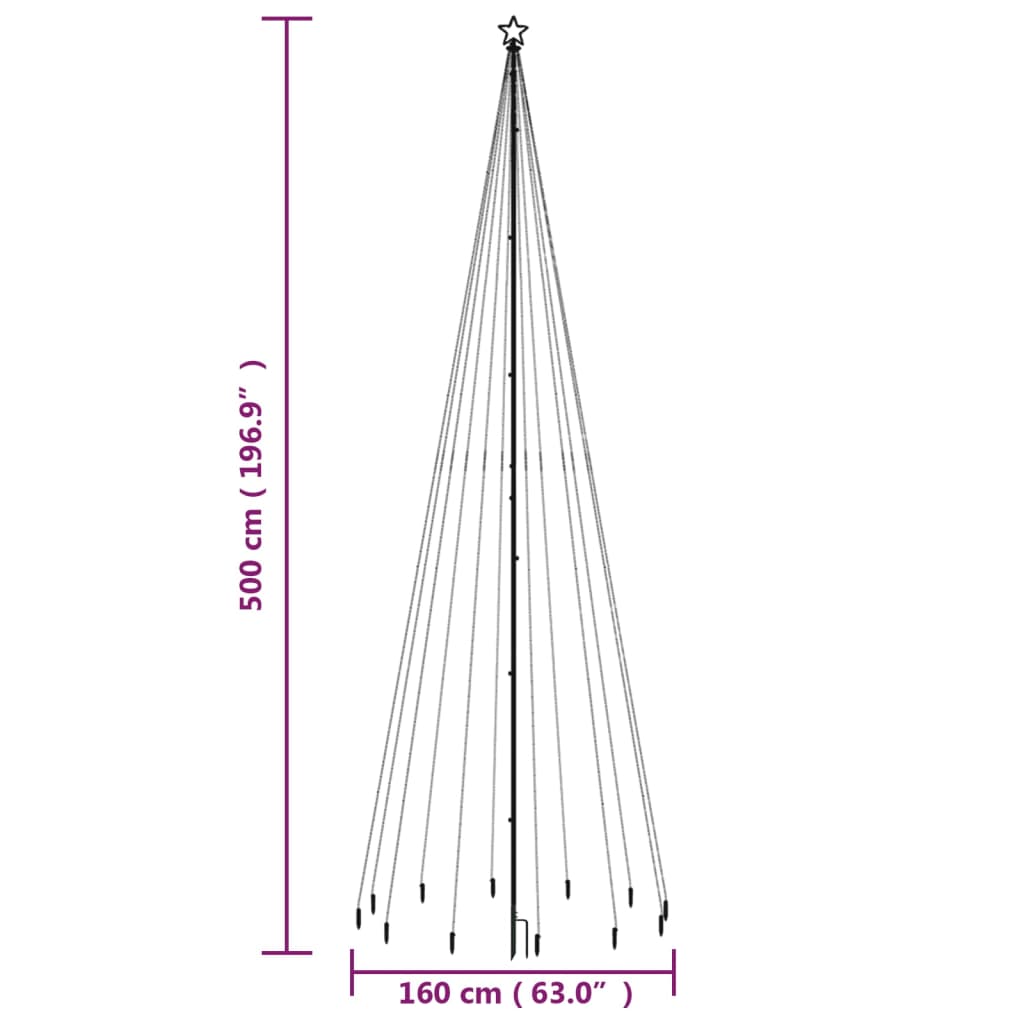 Albero di Natale con Puntale Bianco Freddo 732 LED 500 cm 343559