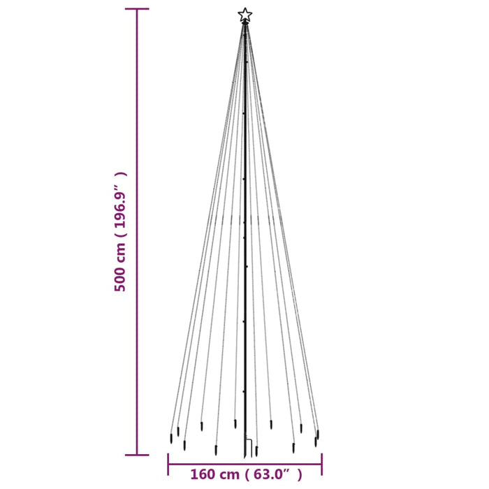 Albero di Natale con Puntale Bianco Freddo 732 LED 500 cm 343559