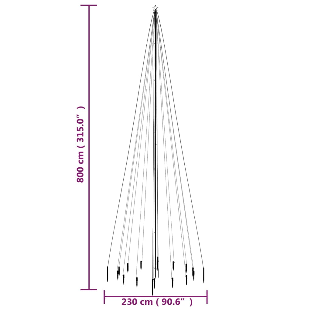 Albero di Natale con Puntale Bianco Caldo 1134 LED 800 cm