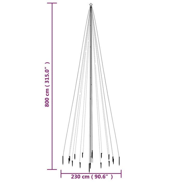 Albero di Natale con Puntale Colorato 1134 LED 800 cm