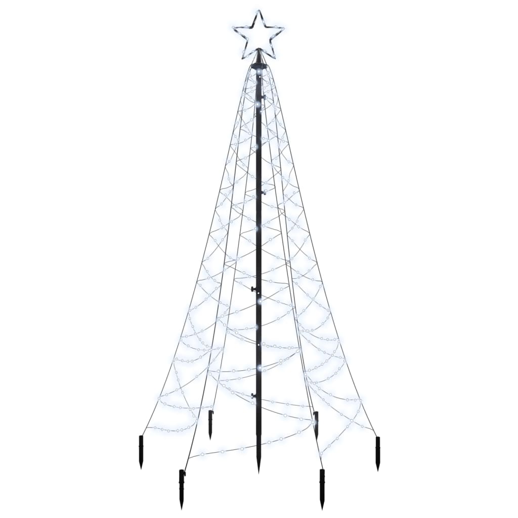 Albero di Natale con Puntale Bianco Freddo 200 LED 180 cm