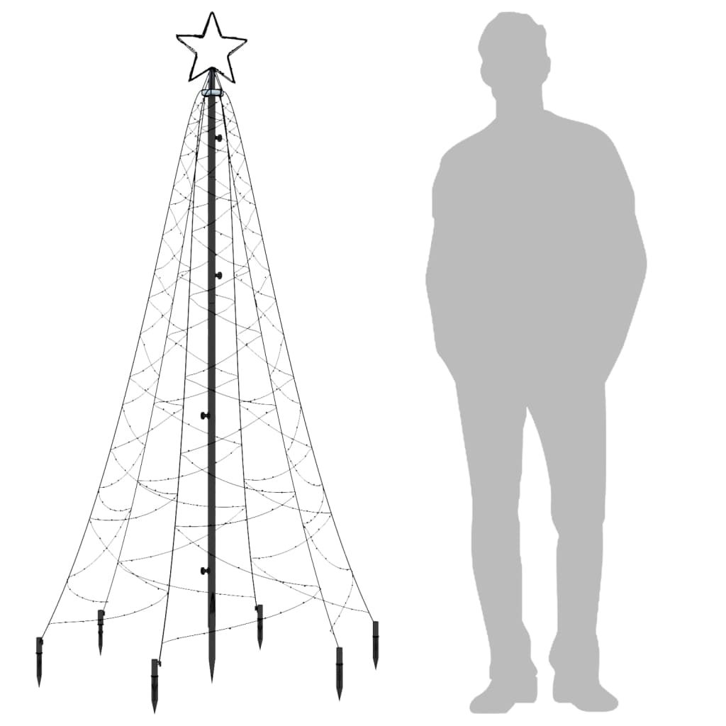 Albero di Natale con Puntale Bianco Freddo 200 LED 180 cm