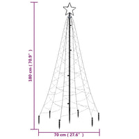 Albero di Natale con Puntale Bianco Freddo 200 LED 180 cm