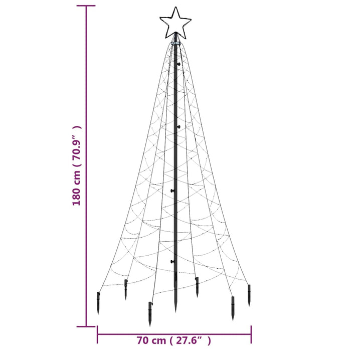 Albero di Natale con Puntale Bianco Freddo 200 LED 180 cm