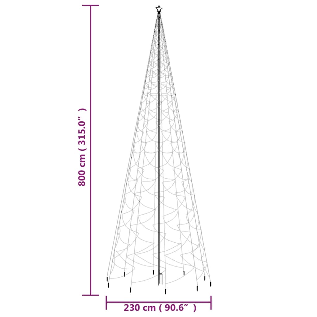 Albero di Natale con Puntale Bianco Caldo 3000 LED 800 cm