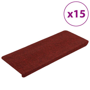 Tappetini Autoadesivi per Scale 15 pz 65x24,5x3,5 cm Rosso 343480