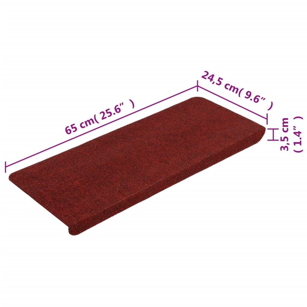 Tappetini Autoadesivi per Scale 15 pz 65x24,5x3,5 cm Rosso 343480