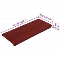 Tappetini Autoadesivi per Scale 15 pz 65x24,5x3,5 cm Rosso 343480