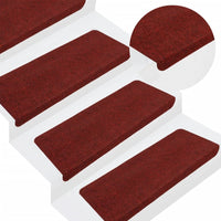 Tappetini Autoadesivi per Scale 15 pz 65x24,5x3,5 cm Rosso 343480