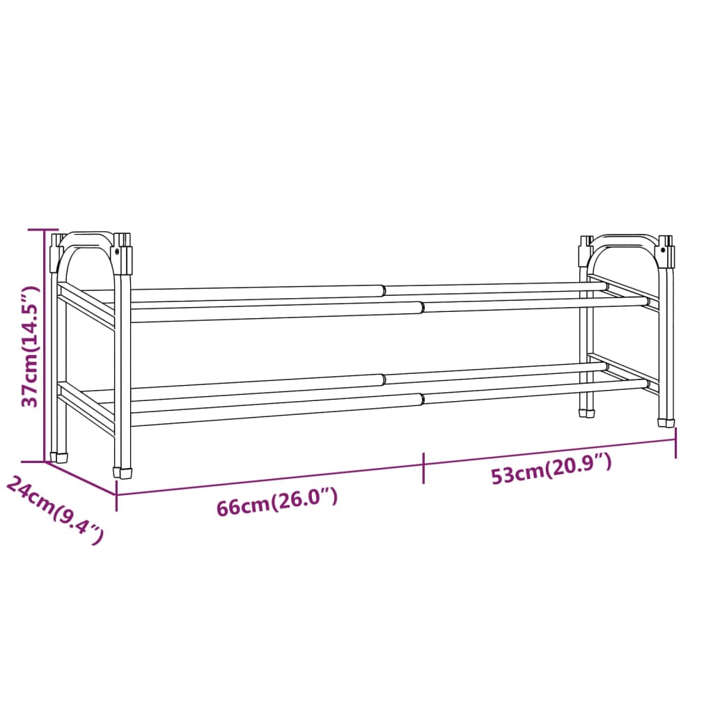 Scarpiera Estensibile a 2 Ripiani 119x24x37 cm 344369