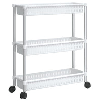 Carrello Portaoggetti a 3 Livelli Argento e Bianco in Alluminiocod mxl 97307