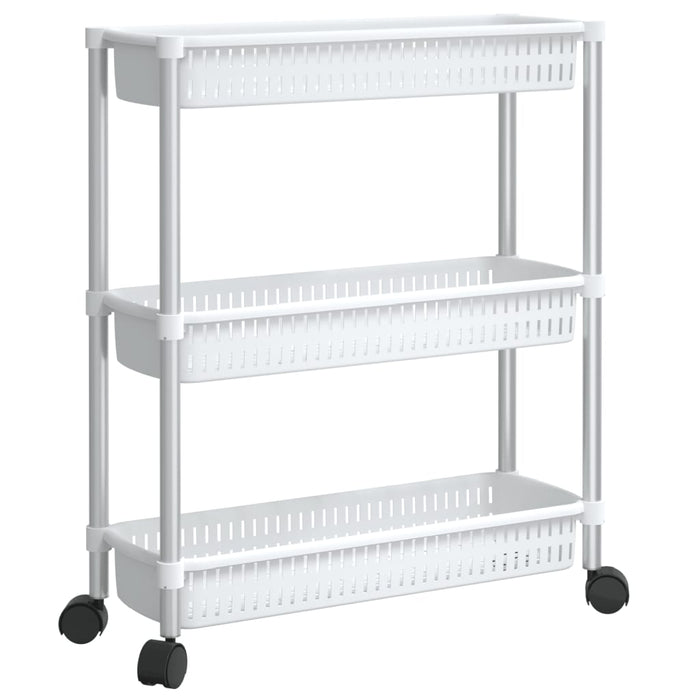 Carrello Portaoggetti a 3 Livelli Argento e Bianco in Alluminiocod mxl 97307