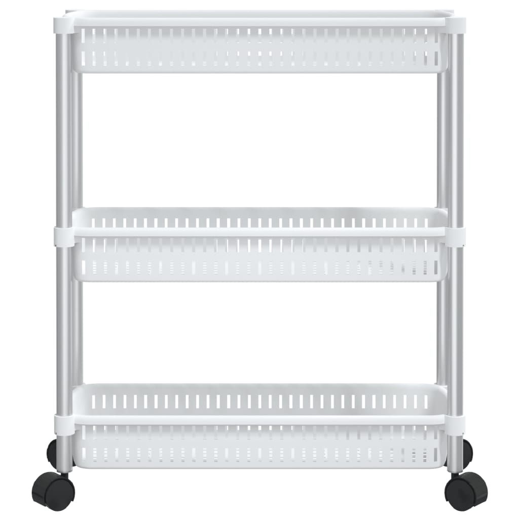 Carrello Portaoggetti a 3 Livelli Argento e Bianco in Alluminiocod mxl 97307