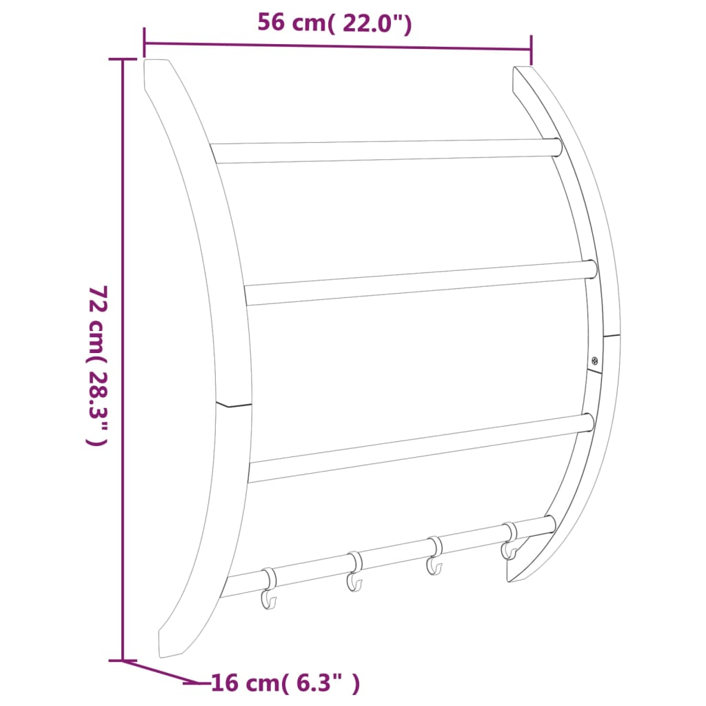 Portasciugamani con Ganci Argento 56x16x72 cm Alluminio cod mxl 78702