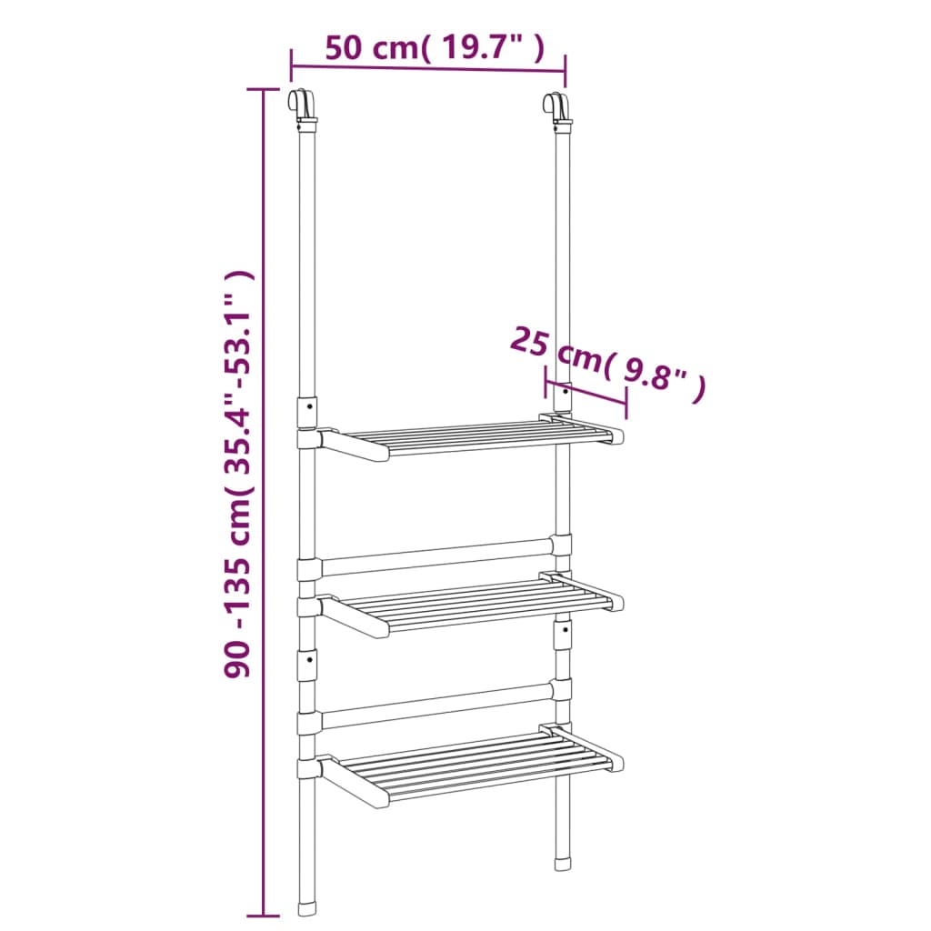 Stendibiancheria Pensile a 3 Livelli in Alluminio  cod mxl 63857