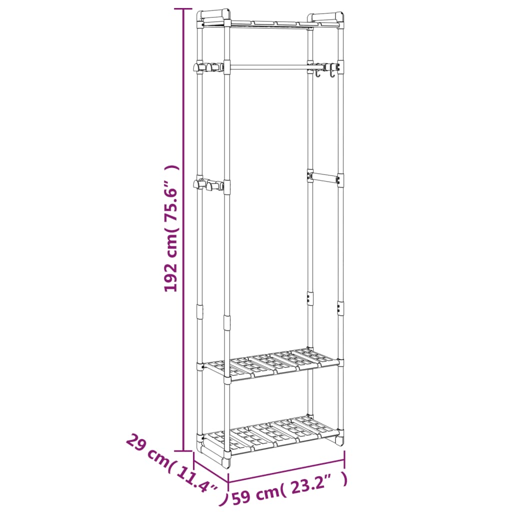 Appendiabiti a 3 Livelli Argento 59x29x192 cm in Alluminio 344385