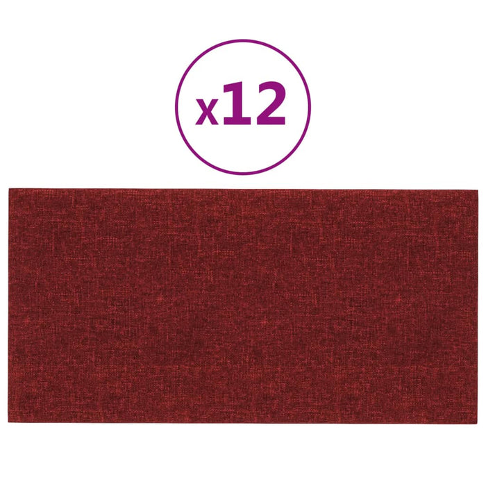 Pannelli Murali 12 pz Rosso Vino 30x15 cm Tessuto 0,54 m² cod mxl 19559