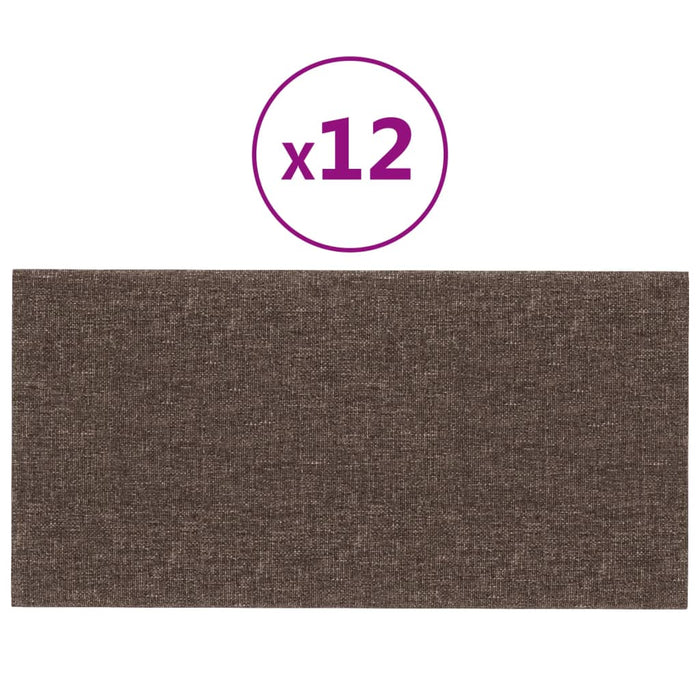 Pannelli Murali 12 pz Tortora 30x15 cm Tessuto 0,54 m² 343767