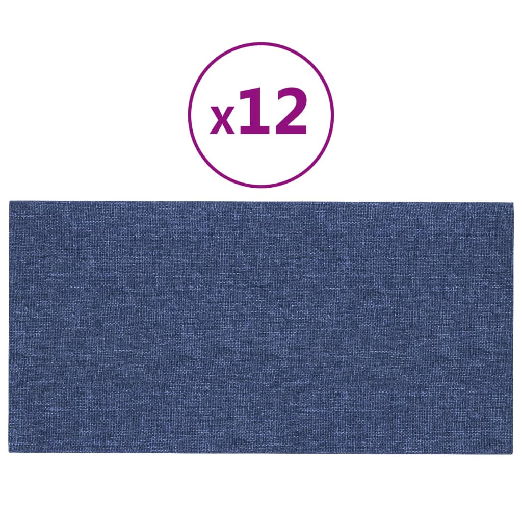 Pannelli Murali 12 pz Blu 30x15 cm Tessuto 0,54 m² 343770