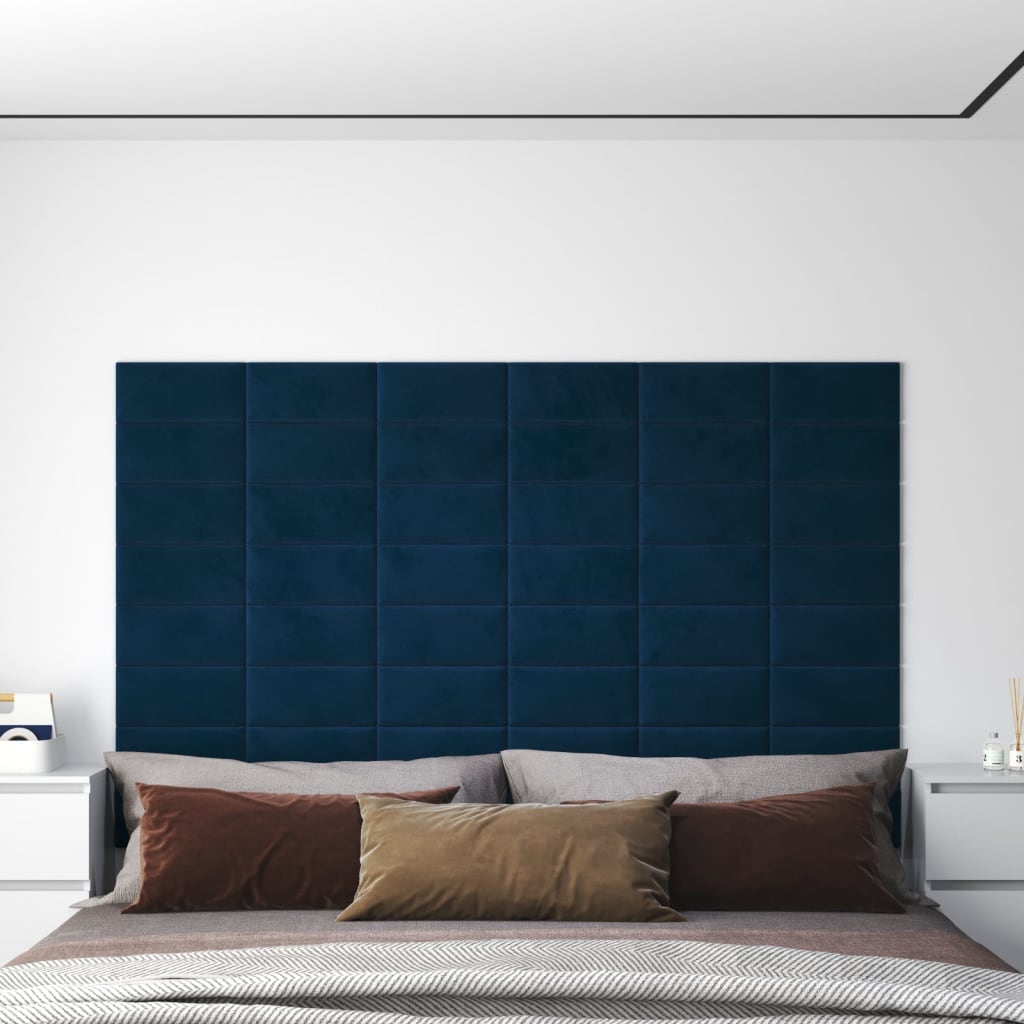 Pannelli Murali 12 pz Blu 30x15 cm in Velluto 0,54 m² 343778
