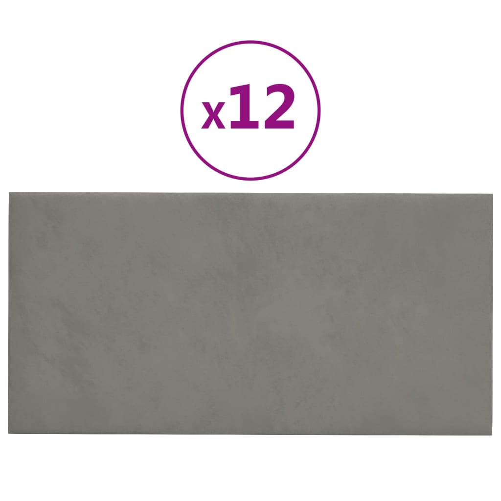 Pannelli Murali 12 pz Grigio Chiaro 30x15 cm in Velluto 0,54 m² cod mxl 10224