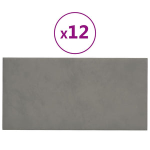 Pannelli Murali 12 pz Grigio Chiaro 30x15 cm in Velluto 0,54 m² cod mxl 10224