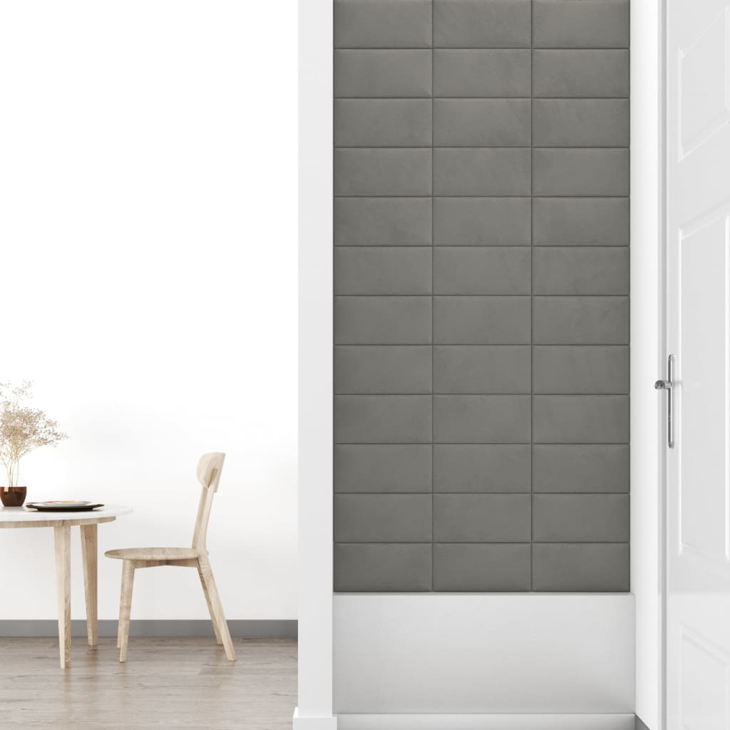 Pannelli Murali 12 pz Grigio Chiaro 30x15 cm in Velluto 0,54 m² cod mxl 10224