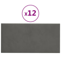 Pannelli Murali 12 pz Grigio Scuro 30x15 cm Velluto 0,54 m² 343780