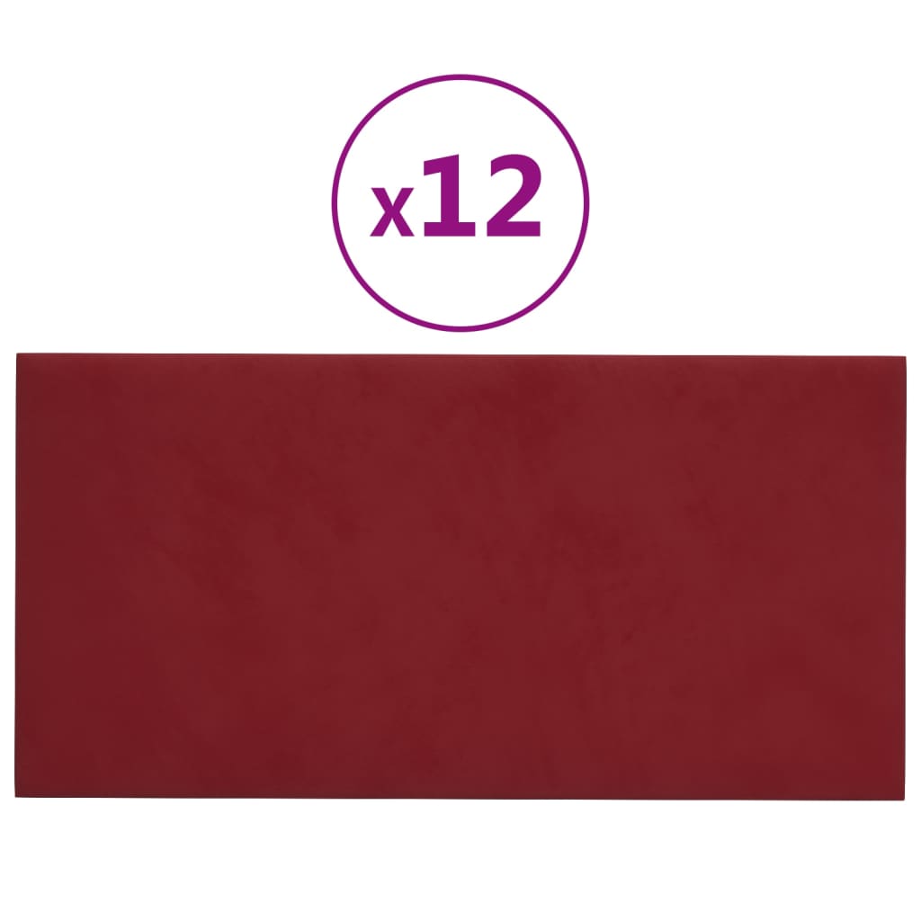 Pannelli Murali 12 pz Rosso Vino 30x15 cm in Velluto 0,54 m² cod mxl 18941