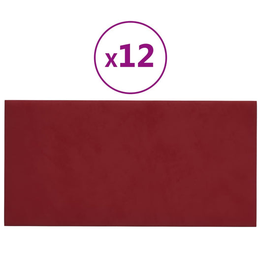 Pannelli Murali 12 pz Rosso Vino 30x15 cm in Velluto 0,54 m² cod mxl 18941