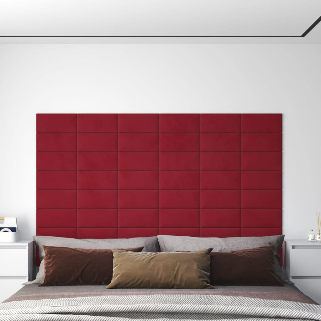 Pannelli Murali 12 pz Rosso Vino 30x15 cm in Velluto 0,54 m² cod mxl 18941